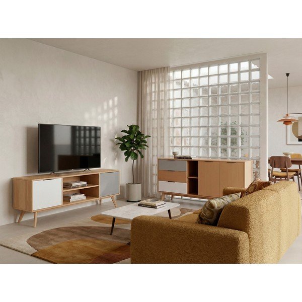 TV omarica iz masivnega bora v naravni barvi 140x53 cm Elfa – Marckeric-image-3