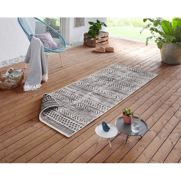 Črno-krem zunanja preproga NORTHRUGS Biri, 80 x 350 cm-image-2