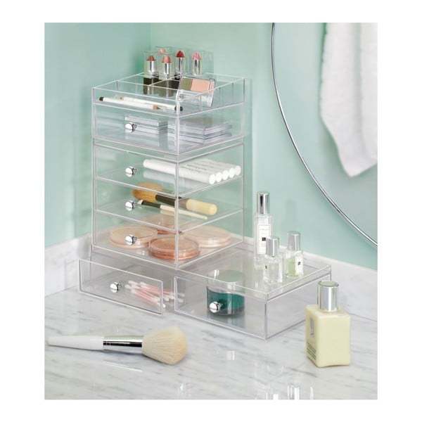 Prozoren organizator s 3 predali iDesign Drawers, višina 18 cm-image-4