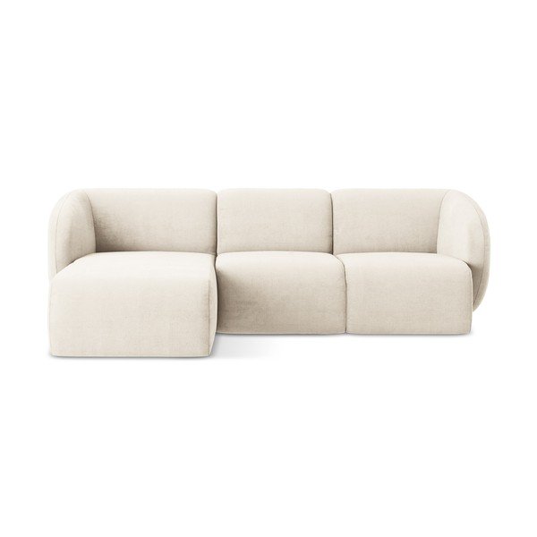 Bež kotna sedežna garnitura iz šenilje (levi kot/z ležalnikom) Lani – Makamii