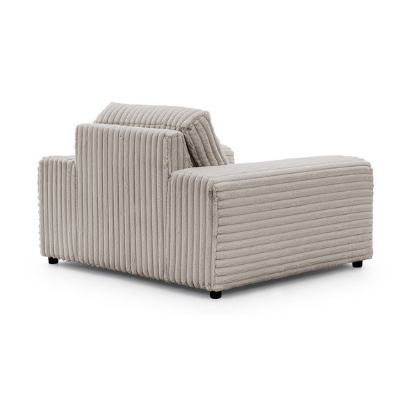 Svetlo siv fotelj iz rebrastega žameta Justin – Ropez-image-3