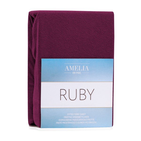 AmeliaHome Rubinasta temno vijolična elastična rjuha z visoko vsebnostjo bombaža, 120/140 x 200 cm-image-1