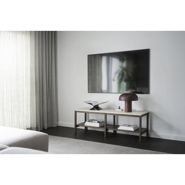 Rjavo-bež konzolna mizica s ploščo iz kamnine  140x40 cm Orwel - Rowico-image-1