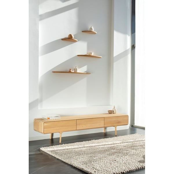 Polica iz masivnega hrasta v naravni barvi 100 cm Mu – Gazzda-image-4