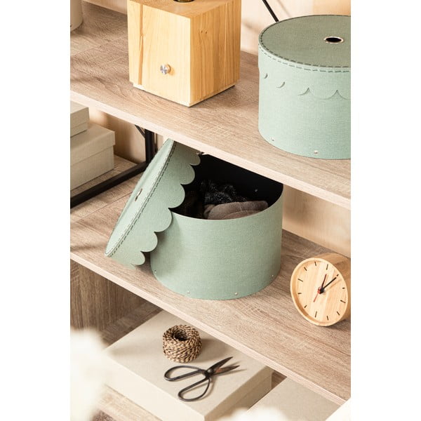 Zelenomodre kartonaste škatle za shranjevanje v kompletu 2 ks s pokrovom ø 26x17,5 cm Wilma Canvas Paper Laminate – Bigso-image-2