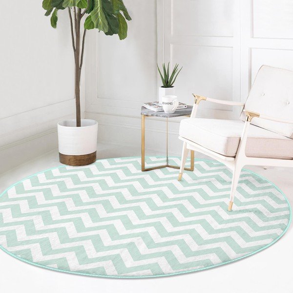 Mentolno zelena pralna okrogla preproga primerna za robotski sesalnik ø 100 cm Comfort – Mila Home-image-2