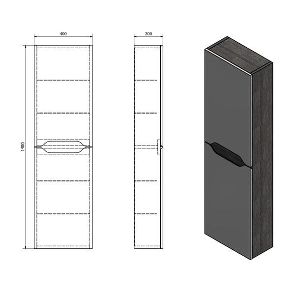 Bela/v naravni barvi kopalniška omarica v dekorju eksotičnega lesa 40x140 cm Wave – Sapho-image-2