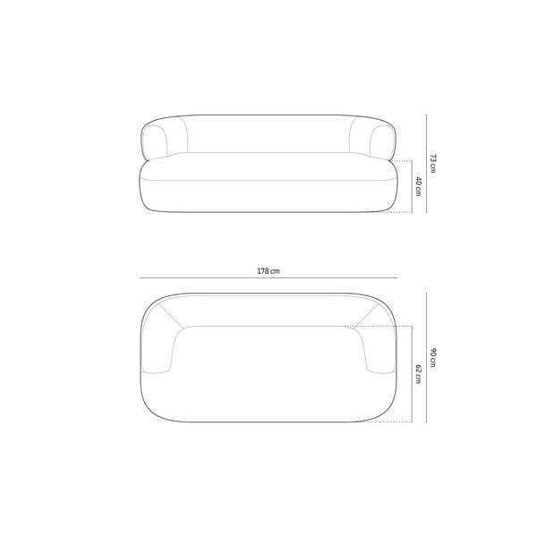 Rjava sedežna garnitura iz tkanine bouclé 178 cm Jenny – Micadoni Home-image-4