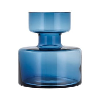 Temno modra steklena vaza Lyngby Glas Tubular, višina 20 cm