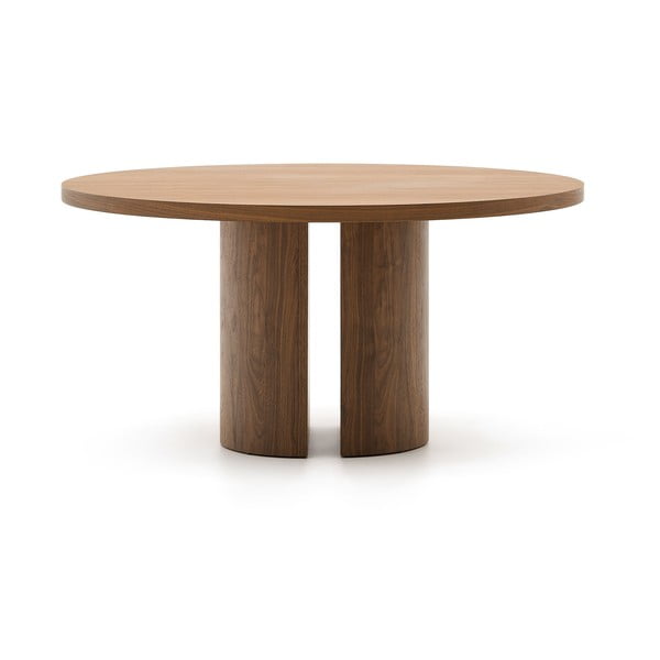 Okrogla jedilna miza z mizno ploščo v orehovem dekorju ø 150 cm Nealy – Kave Home-image-3