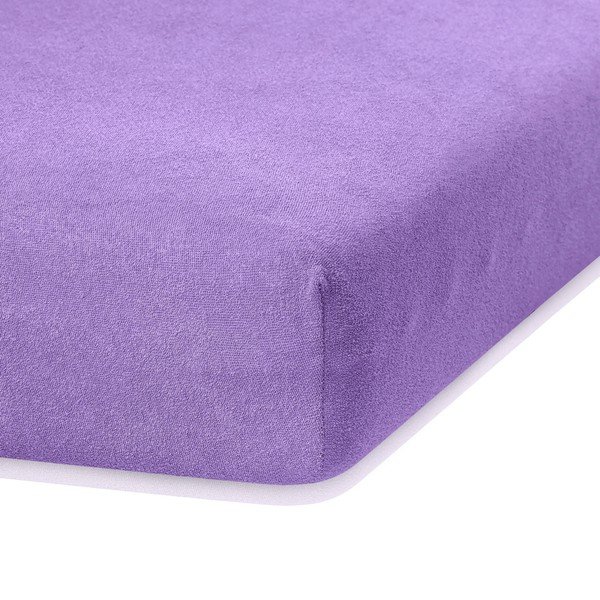 Vijolična elastična rjuha za zakonsko posteljo AmeliaHome Ruby Purple, 220-240 x 220 cm-image-1