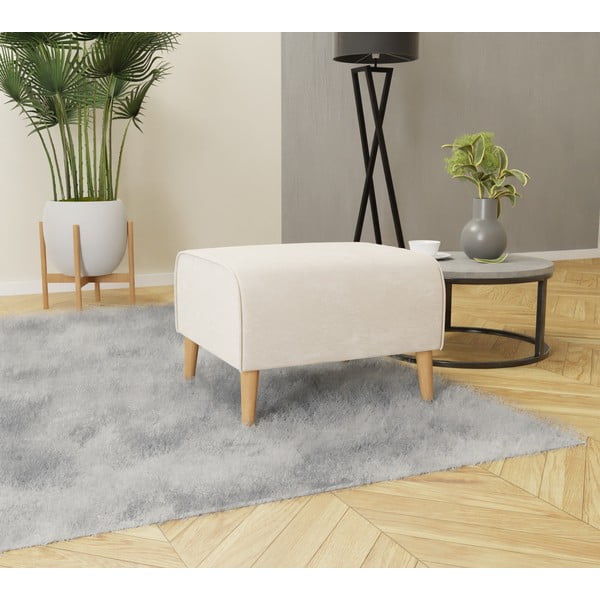 Kremno bel žameten tabure Carole – Ropez-image-2