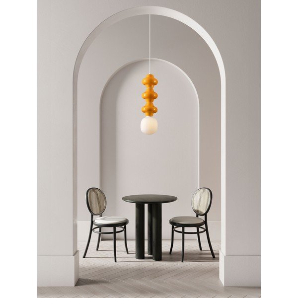 Bela/oranžna keramična viseča svetilka s steklenim senčilom ø 18 cm Clio – Nova Luce-image-4