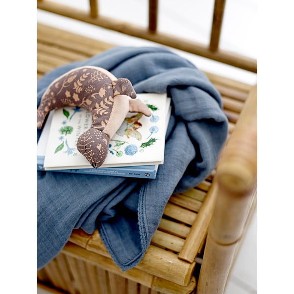 Temno modra bombažna otroška odeja 100x80 cm Muslin - Bloomingville Mini-image-2