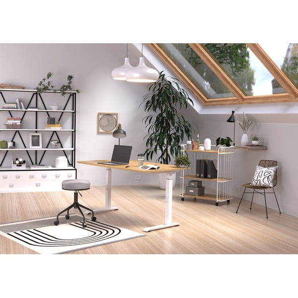 Pisalna miza z nastavljivo višino z mizno ploščo v hrastovem dekorju 80x120 cm Downey – Germania-image-1