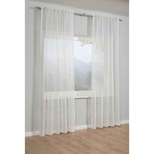 Bela prosojna zavesa  245x140 cm Etamine - Gardinia-image-1