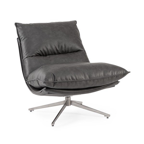 Temno siv fotelj s prostorom za shranjevanje iz umetnega usnja Alanez – Bizzotto