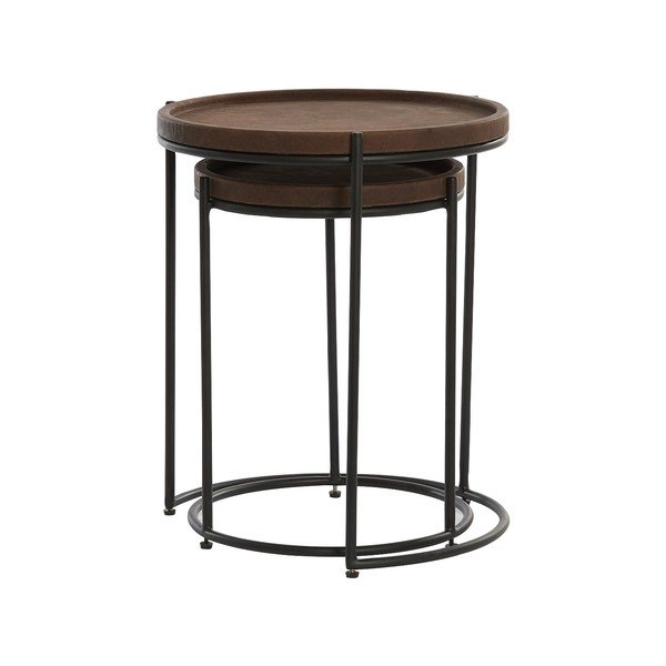 Usnjene okrogle stranske mizice v kompletu 2 kos ø 53 cm Jairo - Light & Living-image-2