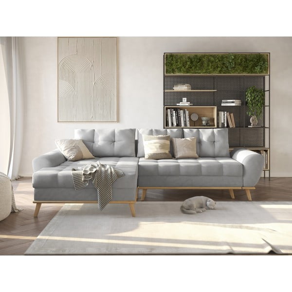 Svetlo siva raztegljiva kotna sedežna garnitura (levi kot) Balitco – Ropez-image-1