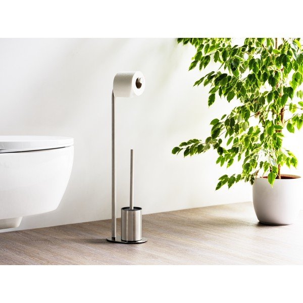 Stojalo za WC papir z WC ščetko iz nerjavečega jekla v mat srebrni barvi Levante – Wenko-image-1