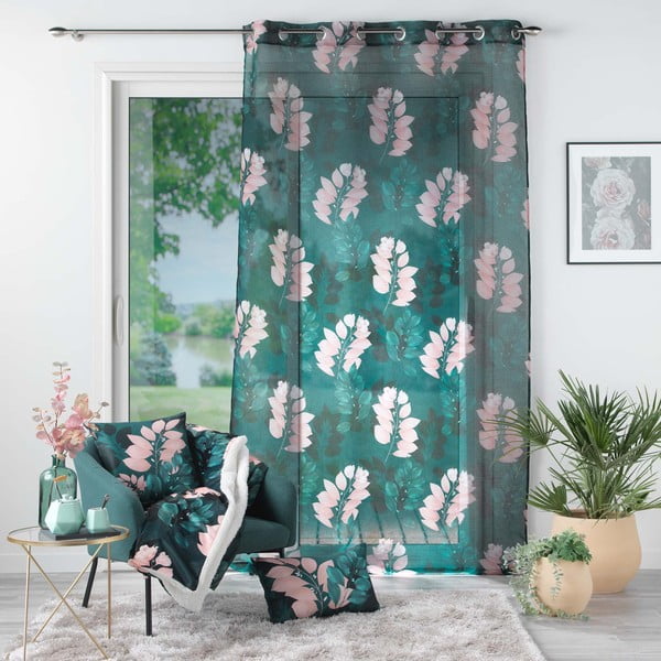 Temno zelena prosojna zavesa iz tančice 140x280 cm Belline – douceur d'intérieur-image-2