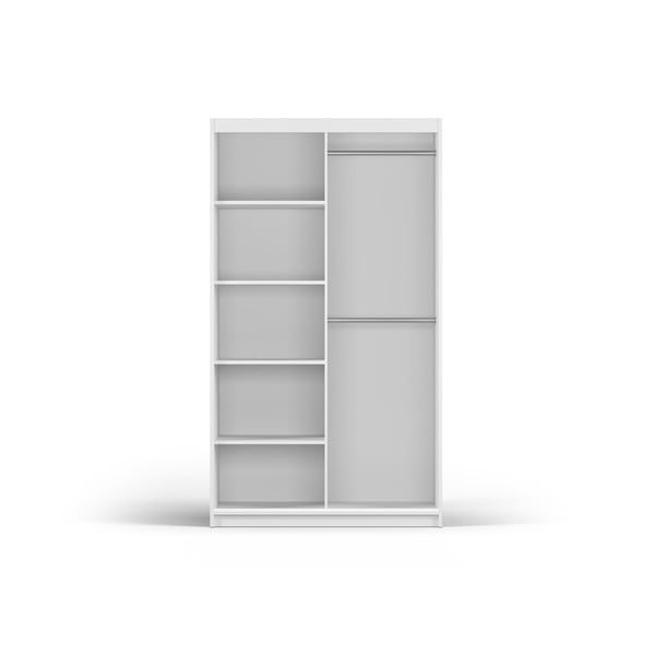 Bela garderobna omara z ogledalom in drsnimi vrati 122x215 cm Lisburn - Cosmopolitan Design-image-3