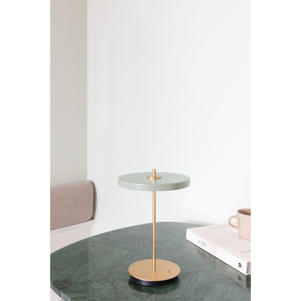 Svetlo zelena LED zatemnitvena namizna svetilka s kovinskim senčnikom (višina 31 cm) Asteria Move – UMAGE-image-1