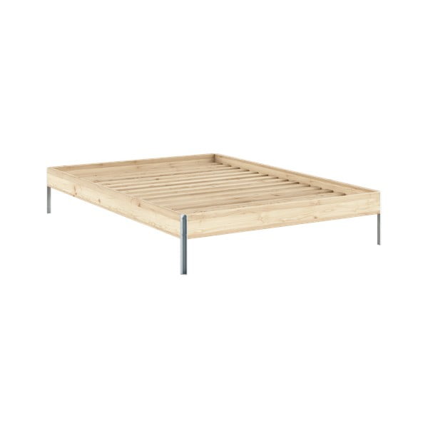 Zakonska postelja iz masivnega bora z letvenim dnom 140x200 cm v naravni barvi Core – Karup Design