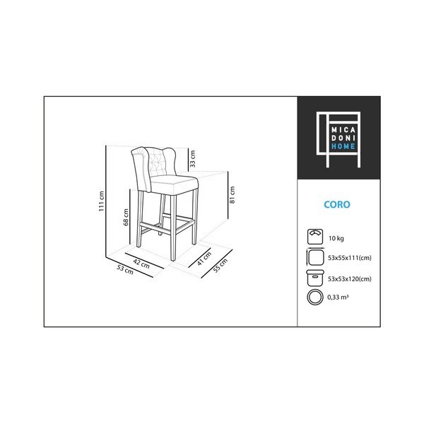 Modri barski stol Micadoni Home Coro-image-1