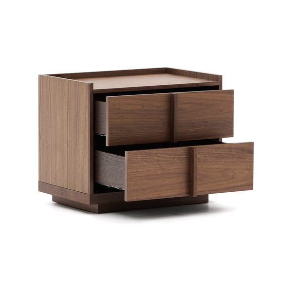 Temno rjava nočna omarica v orehovem dekorju Onix – Kave Home-image-2