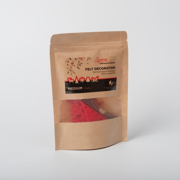 Komplet 10 rdečih božičnih okraskov iz filca Spira Medium-image-4