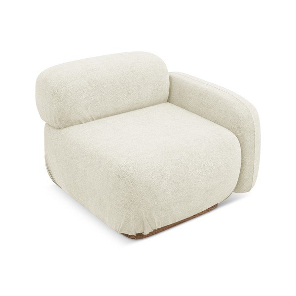 Kremno bel modul za sedežno garnituro iz tkanine bouclé (desni kot) Ailani – Makamii-image-1