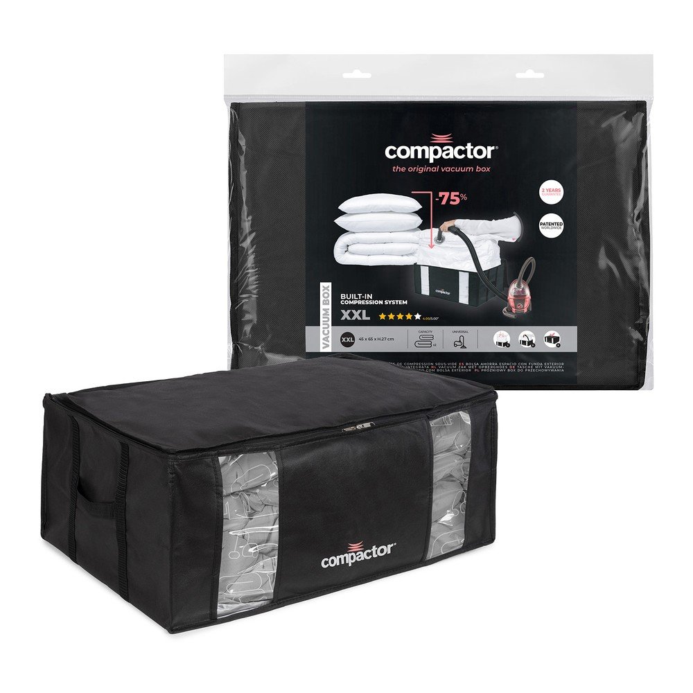 Črna škatla za shranjevanje z vakuumsko vrečo Compactor Black Edition, prostornina 210 l