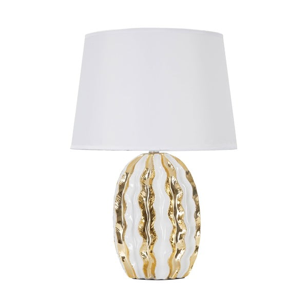 Bela/zlata keramična namizna svetilka s tekstilnim senčnikom (višina 48 cm) Glam Stary – Mauro Ferretti