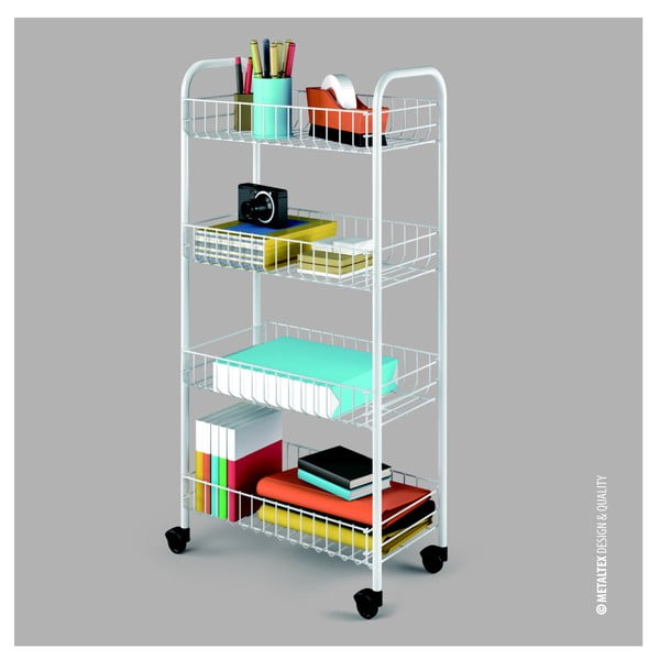 Bela kovinska mobilna polica 41x84 cm Pisa - Metaltex-image-2