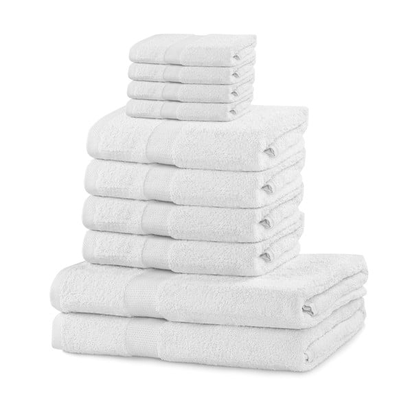 Bele bombažne brisače in kopalne brisače v kompletu 10 kos Marina - DecoKing