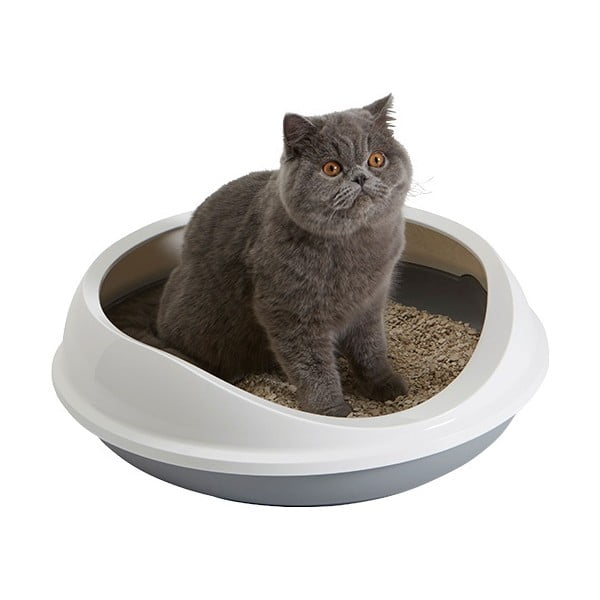 Belo/sivo mačje stranišče 49x55 cm Savic Figaro – Plaček Pet Products-image-1