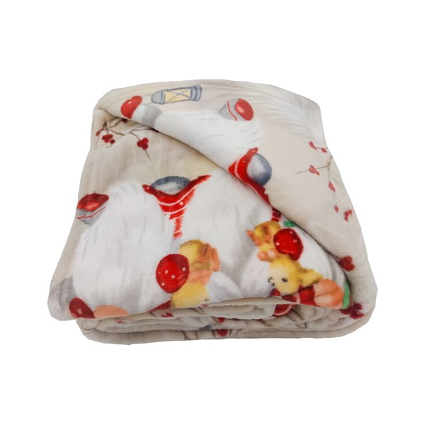 Kremno bela odeja z božičnim motivom iz mikropliša 150x200 cm Goblin – My House-image-2