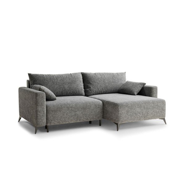 Siva raztegljiva/s prostorom za shranjevanje kotna sedežna garnitura iz šenilje (desni kot/z ležalnikom) Leon – Maison de Rêve