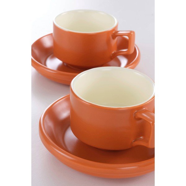 Oranžne keramične skodelice v kompletu s podstavkom 4 ks 300 ml Thelma – Jotex-image-2