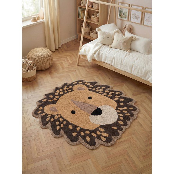 Oranžna/rjava pralna/ročno tkana bombažna otroška preproga 120x125 cm Snuggle Roary – Hanse Home-image-1