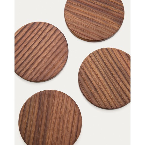 Leseni podstavki za kozarce v kompletu 4 ks v temni naravni barvi Rommu – Kave Home-image-4