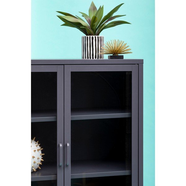 Siva jeklena vitrina 75x150x35 cm Acier – Premier Housewares-image-2