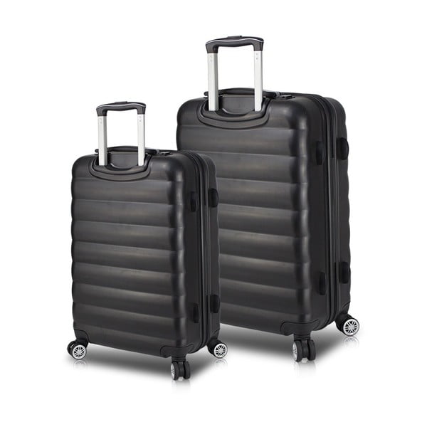 Komplet 2 črnih potovalnih kovčkov na kolesih z USB-vtičnicami My Valice RESSNO Cabin & Medium