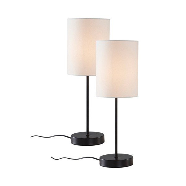 Bela/črna tekstilna namizna svetilka (višina 45 cm) Seth – Jotex