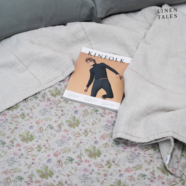 Laneno prešito pregrinjalo v naravni barvi 200x220 cm Botany 2 & Melange – Linen Tales-image-3