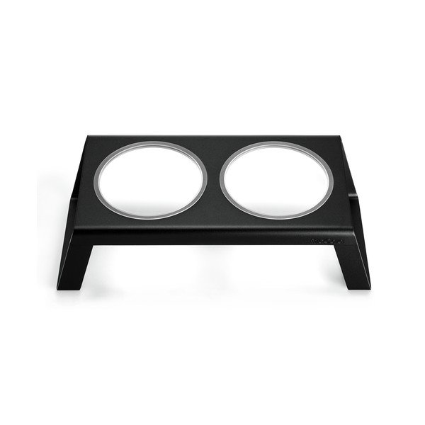 Kovinski komplet posod s podstavkom za pse Desco Black M – MiaCara-image-3