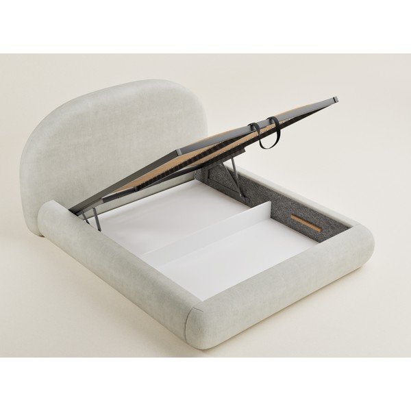 Kremno bela oblazinjena zakonska postelja s prostorom za shranjevanje z letvenim dnom 180x200 cm Maumere – Maison de Rêve-image-3