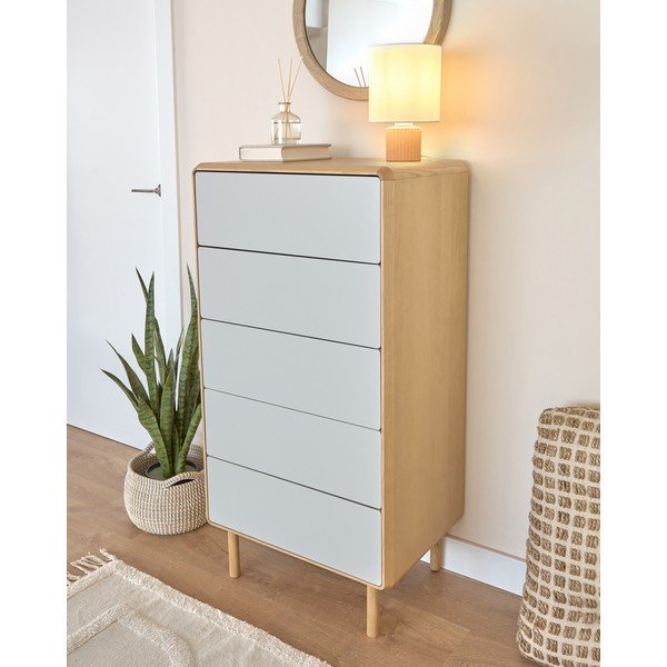 Komoda v jesenovem dekorju v sivi in naravni barvi 60x117x42 cm Anielle – Kave Home-image-3