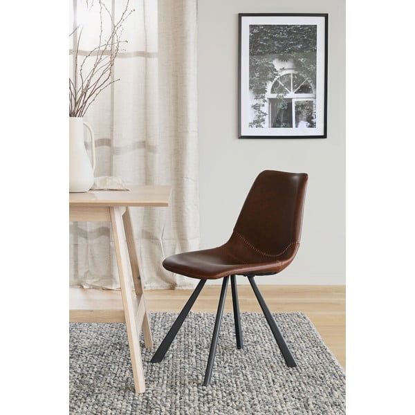 Rjav jedilni stol s črnimi podnožjem Rowico Alpha-image-1